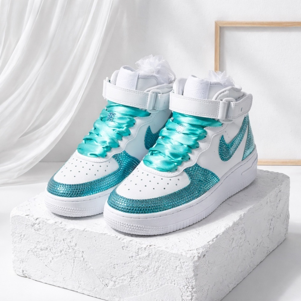 Custom Nike Air AF1 Hightop Rhinestone Shoe, Wedding , Prom, Dance, Quincenera
